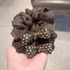Elegante scrunchie para el pelo de lunares marrones con lazo de acetato, accesorio versátil para coleta, adorno para el pelo