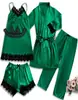 Ropa Interior Sexy Explosiones Europeas y Americanas Encaje Sexy Tirantes Pantalones Cortos de Encaje Pantalones Cárdigan Bata de Mañana Conjunto de Cinco Piezas Ropa para el Hogar