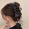 Presilha de cabelo grande laço couro preto alta qualidade outono inicial grampo de cabelo feminino coque alto para trás pinça tubarão acessórios de cabelo moda