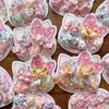 Personajes de Dibujos Animados Infantiles Anillos para el Cabello Rosas Niñas Bebé Gato Brillante Tarjeta Juego Independiente de 5 Pares Cuerda para la Cabeza de Jardín de Infancia