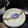 Pulseira de metal com três fileiras de perfuração de borda fina a gás para applewatch10 apple watch iwatch98se