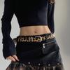 Cinto Feminino da Moda Estilo Cool Spicy Girl Versátil Design Fino Estampa de Leopardo Fivela de Pino Ajustável Marrom Moda Retrô