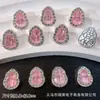 Anel retangular de zircônia grande com furo passante multicolorido, nova caixa mágica de diamante, acessórios de contas para pulseira e colar DIY, liga metálica com furo reto