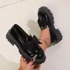 Mocasines con lazo transfronterizos para mujer 2024, comercio exterior versión coreana, con plataforma de suela gruesa y tacón medio, slip-on, estilo británico retro, zapatos pequeños de cuero para mujer