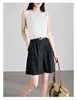 Pantalones Cortos de Traje Rectos Simples Versátiles de Calidad Boutique para Mujer, Pantalones Casuales de Cinco Puntos Holgados y Adelgazantes, Verano 2026