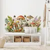 BR3517E Pegatinas de Pared Autoadhesivas con Patrón Floral de Champiñones de Colores Pegatina Decorativa para Porche, Dormitorio, Sala de Estar, Escalera