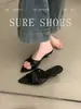 Chinelos Femininos de Verão com Salto Anabela e Bico Fino 2026 Novos Sandálias Estilo Francês Brisa Noturna para Vestidos, Sandálias Deslumbrantes de Salto Alto Estilo Fada
