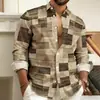 Moda transfronteiriça de primavera e outono, camisa listrada de manga comprida masculina versátil, adequada para uso diário e ocasiões de negócios leves, com estampa 3D