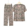 Conjunto de Verano para Mujeres Mayores, Camisa Casual Bordada de Manga Corta para Señoras Mayores, Ropa Holgada con Bolsillos, Estilo de Largo Medio