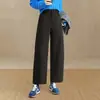Calça Cigarrete Elegante da Moda Feminina 2026 Outono Inverno Nova Cintura Alta Cobre o Quadril Lã Calça de Nove Pontos Temperamento Versátil Calça Casual