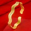 Pulsera de onda de oro de 24k chapada al vacío Tailandia Myanmar pulsera corrugada de agua dorada pulsera para regalo de novia