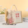 Bolso de Lino de Regalo de Retorno de Paz y Alegría Moda Festiva Gran Capacidad Bolsa de Regalo Compañera de Arpillera Lista para Venta al por Mayor