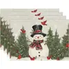 Amazon Manteles Navideños Muñeco de Nieve Árbol de Navidad Manteles Decoración de Mesa de Comedor Occidental Manteles Aislantes Fiesta Navideña