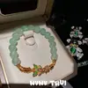 Método antiguo bobina de seda esmalte verde mariposa Dongling pulsera nuevo estilo chino topacio diamante mortero flor dios pulsera