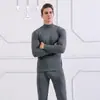 Traje de ropa interior para hombre de otoño e invierno, cuello redondo medio alto, para mediana edad y ancianos, delgado, cálido, ropa de otoño, pantalones largos, suéter