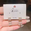 Pendientes de borla cuadrados completos de circón, aguja de plata 925, pendientes de botón de cobre chapados en oro de alta gama ultrabrillantes y elegantes para mujer