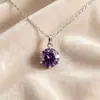 Collar con Colgante de Zirconia Clásico de Seis Garras con Moissanita para Mujer, Collar de Cinco Quilates Súper Brillante, Regalo de San Valentín