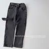 Oferta Especial - Sin Devoluciones ni CambiosPantalones Acampanados Vintage Desgastados Estilo Coreano para Niñas con Bordes Fruncidos