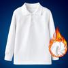 Camiseta Blanca de Manga Larga para Niños y Niñas, Camisa Polo Escolar Blanca para Niñas con Cuello Camisero, Camiseta Básica de Primavera y Otoño