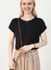 Nuevo Verano Manga Corta con Vuelo Elegante Combinable Moda Ajustado Cuello Redondo Sentido del Diseño Estilo Coreano Estilo Occidental Top Manga Murciélago