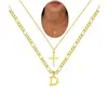 Senso de Design Europeu e Americano Pingente Cruz 26 Letras Colar em Camadas Letra Inicial A- Z Corrente para Clavícula Nicho Versátil