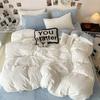 Conjunto de quatro peças de veludo coral de cor sólida, espessado, de inverno, com dupla face, capa de edredom, lençol, capa de cama, dormitório individual, conjunto de três peças