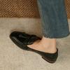 Ins diseño original ~ zapatos de piel de tacón grueso para mujer estilo británico punta redonda personalidad borla zapatos de una sola capa para mujer