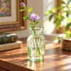 Mini Vaso de Vidro com Listras Verticais Usado Luxo Leve Hidropônico Pequeno Vaso Ornamento para Arranjo de Flores de Mesa Garrafa de Vidro Colorida Transparente