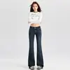 Jeans Acampanados de Tiro Bajo Estilo Americano para Mujer 2025 Primavera y Otoño Nuevos Ajustados Bordados Modernos de Pierna Recta Hasta el Suelo Pantalones de Campana