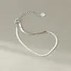 Nalan Prata S925 Exquisito e Simples Estilo Ins Design de Nicho Elegante Dupla Camada Brilhante Contas Osso de Cobra Pulseira S8226