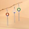 Pendientes de Mujer Rey de Ciervo Dorado Plata S925 Antiguo Elegante Cloisonné Peonía Fugui Borla Larga Calcedonia