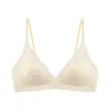 Lingerie Francesa Decote Profundo Sem Costura para Mulheres com Seios Pequenos Cetim Toque de Luxo Alças Finas Costas Bonitas Verão Sutiã Triângulo Fino