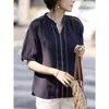 Verão Novo Estilo Gola V Estilo Mãe Top Bordado de Alta Qualidade Camiseta Casual de Manga Curta Solta Versátil Roupas Femininas