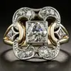 Anillos Geométricos Europeos y Americanos Huecos Tallados con Circonita, Joyería Retro de Moda para Hombres y Mujeres, Nuevos de Alta Venta Transfronteriza, Venta al por Mayor