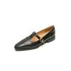 Sapatilhas Retrô de Bico Quadrado Salto Baixo Meia Boca para Mulheres 2025 Primavera Novo T-Fivela Mary Jane Sapatos de Couro Pequenos