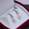 Aretes de Perla Cultivada de Agua Dulce de 8-9 mm Forma de Arroz Alto Brillo Casi Impecables para Mujer Estilo Plata de Ley S925 Pendientes Largos Transmisión en Vivo Elegante Venta al por Mayor