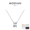 Colar Modian D Color Moissanite para Mulheres Prata de Lei S925 Corte Esmeralda Corrente de Clavícula Elegante e na Moda