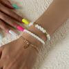 Pulsera Simple Ins con Cuentas de Perlas, Traje Pulsera de Tubo Curvado de Metal Apilado de Moda para Mujer
