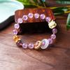 Pulseira de Vidro Fumê Raposa de Nove Caudas Yonghe de Pequim Rosa Cereja Flor de Pessegueiro Sorte Pulseira de Cristal Atacado para Namorada