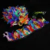 Directo de fábrica pieza de rasgar fuego tela de plumas accesorios hechos a mano diy ropa falda plumas decorativas venta al por mayor