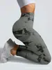Pantalones de Tinte de Corbata Transfronterizos Europeos y Americanos de Cadera de Melocotón de Talla Grande Sin Costuras Elevadores de Cadera Ajustados de Cintura Alta para Deporte, Fitness y Yoga