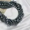 Perlas imitación Swarovski negras de Tahití, cuentas sueltas, cuentas de material de vidrio de cristal, productos semiacabados para pulseras y collares, venta al por mayor, forma redonda