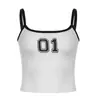 Impresión de cartas transfronteriza simple deportivo casual color de contraste tirantes finos chaleco ajustado top de chica popular venta al por mayor