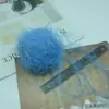 Bufanda Tejida a Mano Estilo Chanel con Hilo Azul, Malla de Papel de Algodón Leche, Mohair de Cepillo de Dientes
