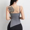 Traje de yoga plisado de un solo lado, top deportivo ajustado con aberturas en ambos lados, traje de fitness de nicho para mujer