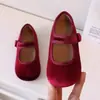 Sapatos de Princesa Estilo Coreano para Meninas, Sapatos de Salto Baixo para Primavera e Outono para Meninas Pequenas, Sapatos Infantis Doces com Solado Macio, Sapatos de Bebê de Veludo Retrô
