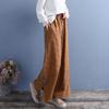 Calça Feminina Jacquard Algodão Linho Bordada Artística Modelagem Solta Emagrecedora Calça Hallen Cor Sólida Casual Perna Larga Comprimento no Tornozelo