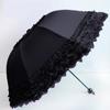 Sombrilla de Encaje Protección UV Sombrilla para Mujer Doble Uso Soleado y Lluvioso Sombrilla Plegable Linda Pegamento Negro para Estudiantes