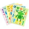 Transfronterizo 6 Hojas/Paquete Pegatinas de Rompecabezas de Robot de Dibujos Animados Juguetes para Niños Material Creativo Pegatinas que Cambian de Cara Nuevo Estilo