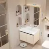 Gabinete de baño de aluminio de panal engrosado con lavabo de cerámica integrado y unidad de tocador